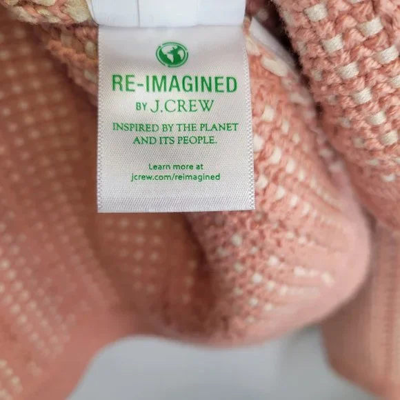 J. Crew Women's Small Cardigan Sweater Peach Open Front  Basketweave Knit - Picture 8 of 8